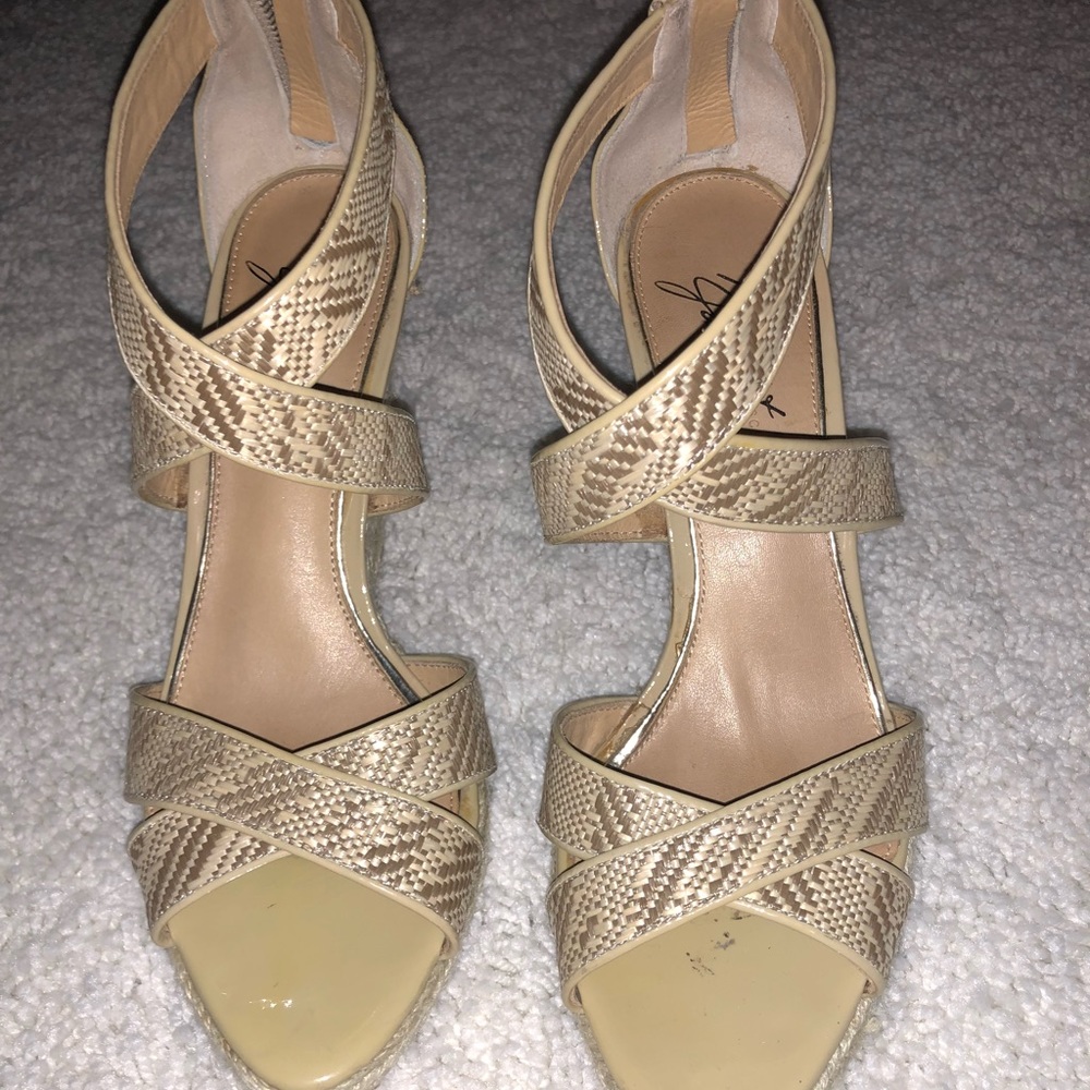 Nude snakeskin Wedges